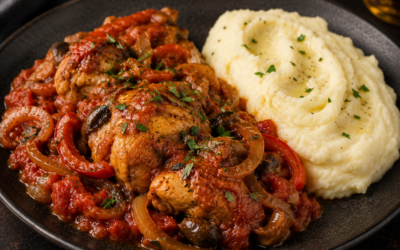 Cacciatore con puré de papas